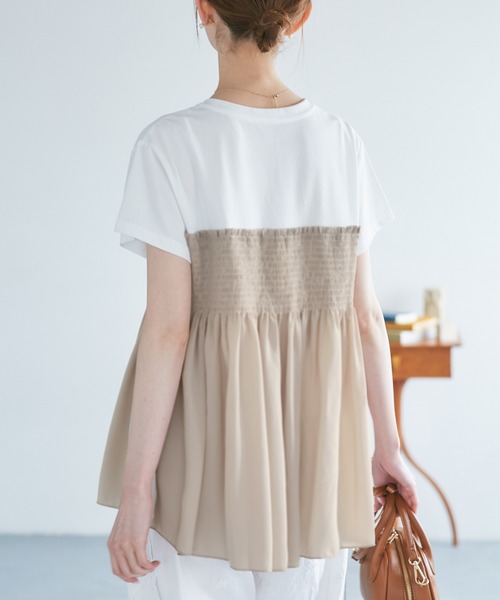 ROPE' PICNIC（ロペピクニック）の「シャーリングビスチェ風ドッキングカットソー（Tシャツ/カットソー・レディース・ホワイト/ブラック系その他/ベージュ系その他・38）」の21枚目の写真