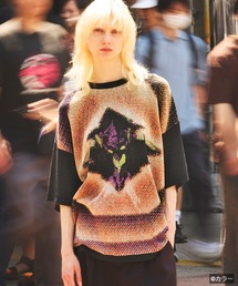 MAISON SPECIAL(]XyV)́sUNISEXtyEVANGELION for MAISON SPECIALz5 Colors Jacquard Prime-Over Short Sleeve Crew Neck Knit T-Shirt/uG@QIv5FWK[hvCI[o[N[lbNjbgTVcyMAISON SPECIAL/]XyVz(jbg/Z[^[)