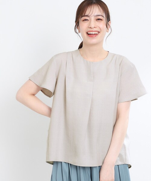 ブラウス シャツ 「E‐QUALITY」ドライタッチスキッパーネックブラウス レディース E‐QUALITY】ドライタッチスキッパーネックブラウス（シャツ