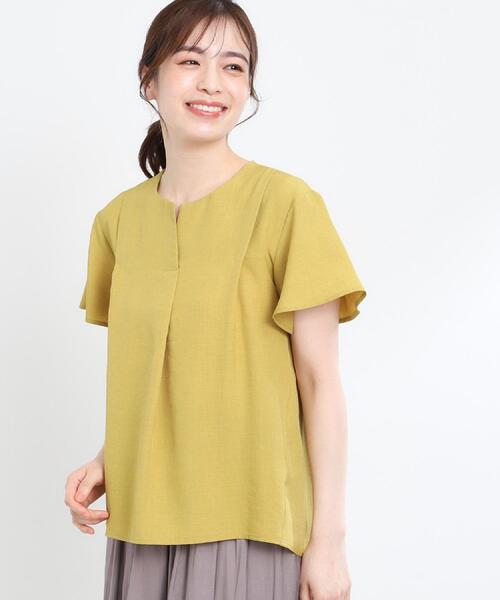 ブラウス シャツ 「E‐QUALITY」ドライタッチスキッパーネックブラウス レディース E‐QUALITY】ドライタッチスキッパーネックブラウス（シャツ