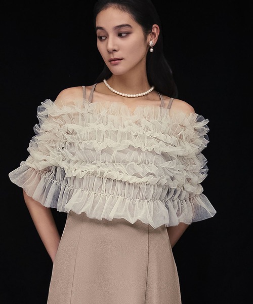 girl(ガール)の「マルチway シアーフリルトップス キャミソールワンピース 2点セット 結婚式 ワンピース パーティードレス オケージョンドレス お呼ばれ 二次会 成人式 同窓会 謝恩会(ドレス・レディース・ブラック/ダークグレー/ベージュ・L/M)」の8枚目の写真