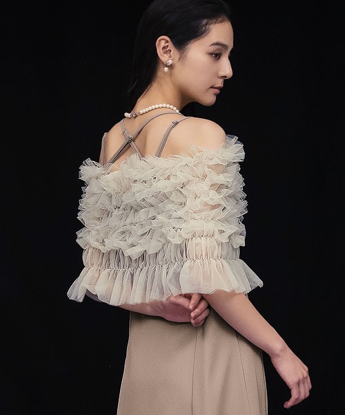 girl(ガール)の「マルチway シアーフリルトップス キャミソールワンピース 2点セット 結婚式 ワンピース パーティードレス オケージョンドレス お呼ばれ 二次会 成人式 同窓会 謝恩会(ドレス・レディース・ブラック/ダークグレー/ベージュ・L/M)」の11枚目の写真