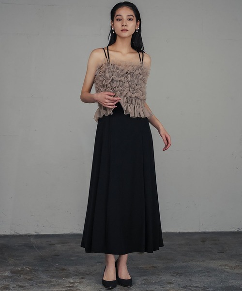 girl(ガール)の「マルチway シアーフリルトップス キャミソールワンピース 2点セット 結婚式 ワンピース パーティードレス オケージョンドレス お呼ばれ 二次会 成人式 同窓会 謝恩会(ドレス・レディース・ブラック/ダークグレー/ベージュ・L/M)」の17枚目の写真