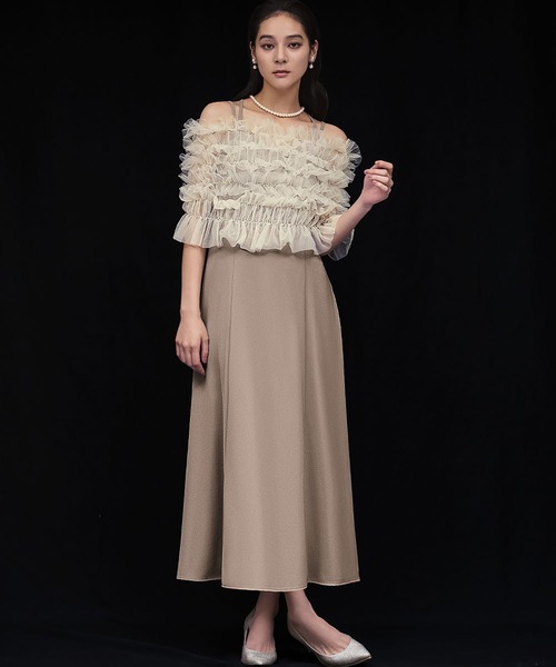 girl(ガール)の「マルチway シアーフリルトップス キャミソールワンピース 2点セット 結婚式 ワンピース パーティードレス オケージョンドレス お呼ばれ 二次会 成人式 同窓会 謝恩会(ドレス・レディース・ブラック/ダークグレー/ベージュ・L/M)」の22枚目の写真