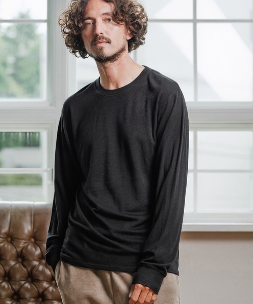Magine(マージン)の「mlt5318-Crewneck Pullover クルーネックプルオーバー(Tシャツ/カットソー・メンズ・アイボリー/ブラック/チャコールグレー・48/46/44)」の3枚目の写真