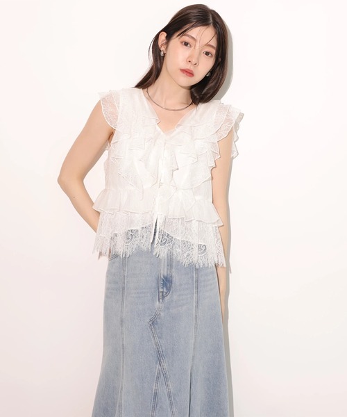 Rirandture（リランドチュール）の「クロップドレースブラウス（シャツ/ブラウス・レディース・ホワイト/ブラック・2/1）」の5枚目の写真