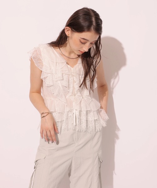 Rirandture（リランドチュール）の「クロップドレースブラウス（シャツ/ブラウス・レディース・ホワイト/ブラック・2/1）」の12枚目の写真