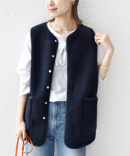 ❤リバーシブル ❤dopタンバリン【black✕black】&ラビットボアベスト 手洗い可能〉ボア フリース リバーシブル ベスト（その他アウター