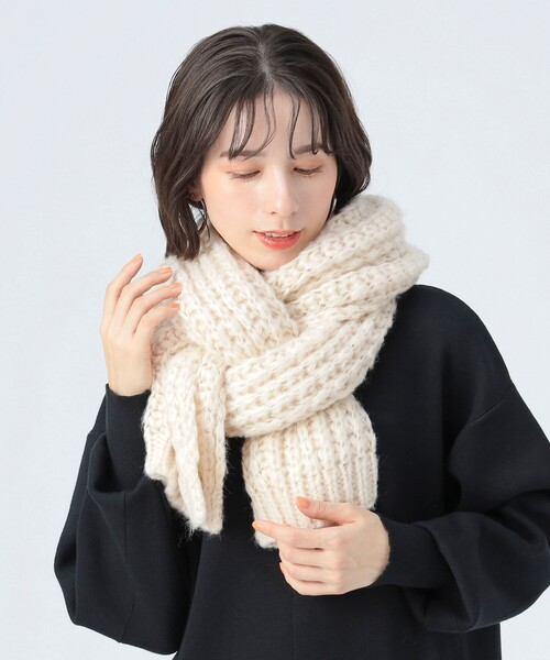 BEAMS HEART(ビームスハート)の「ボリューム編み ストール(マフラー・レディース・オレンジ/ホワイト系その他5・ONE SIZE)」の1枚目の写真