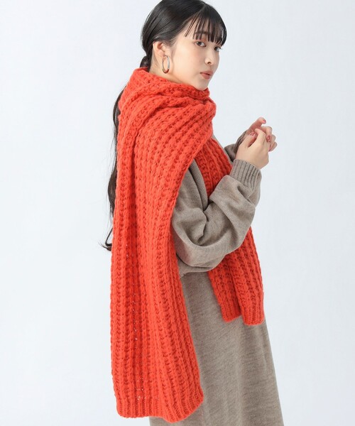 BEAMS HEART(ビームスハート)の「ボリューム編み ストール(マフラー・レディース・オレンジ/ホワイト系その他5・ONE SIZE)」の5枚目の写真