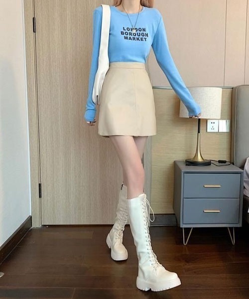 urge:(アージコロン )の「【URGE:】合成皮革 台形 ミニ スカート(スカート・レディース・ブラウン/アイボリー/ブラック・SMALL/MEDIUM/LARGE/X-LARGE)」の13枚目の写真