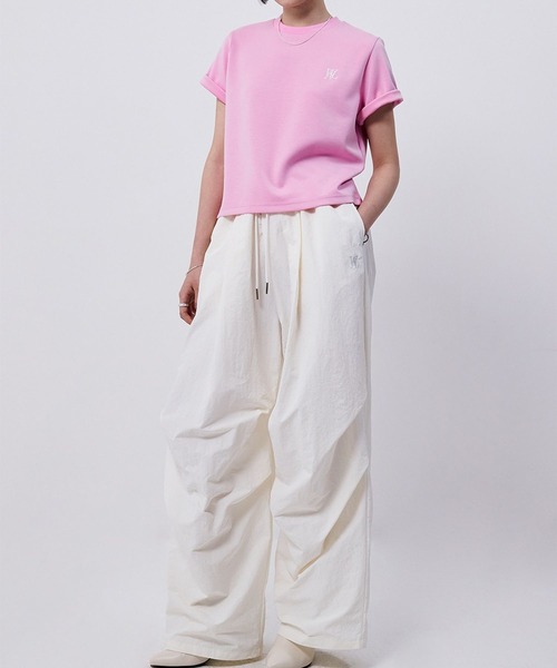 WOOALONG（ウアロン）の「【UNISEX】WOOALONG／シルケットコットンＴ（Tシャツ/カットソー・レディース・ピンク/ブラック/ホワイト・SMALL）」の4枚目の写真