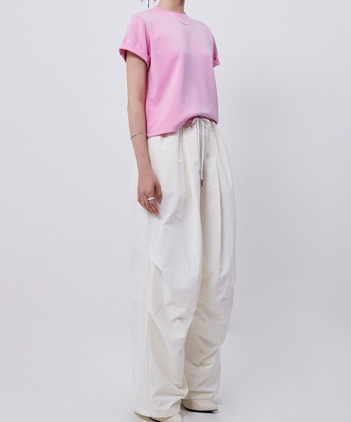 WOOALONG（ウアロン）の「【UNISEX】WOOALONG／シルケットコットンＴ（Tシャツ/カットソー・レディース・ピンク/ブラック/ホワイト・SMALL）」の5枚目の写真