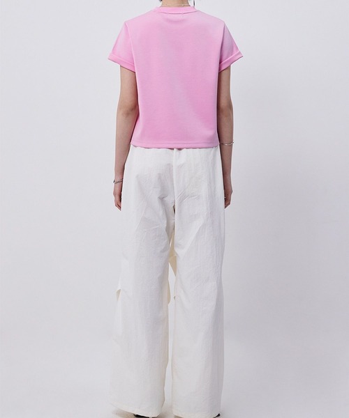 WOOALONG（ウアロン）の「【UNISEX】WOOALONG／シルケットコットンＴ（Tシャツ/カットソー・レディース・ピンク/ブラック/ホワイト・SMALL）」の6枚目の写真