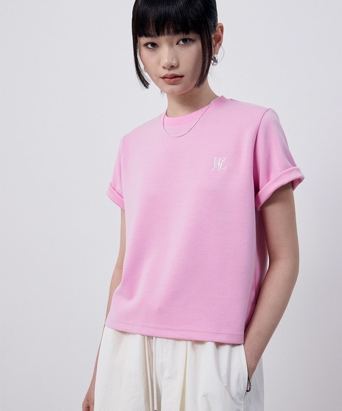 WOOALONG（ウアロン）の「【UNISEX】WOOALONG／シルケットコットンＴ（Tシャツ/カットソー・レディース・ピンク/ブラック/ホワイト・SMALL）」の7枚目の写真