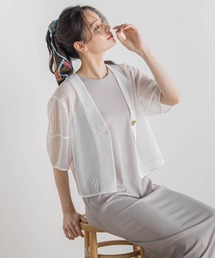 ノーカラー メッシュジャケットとシアーシャツ ノーカラー メッシュジャケットとシアーシャツ