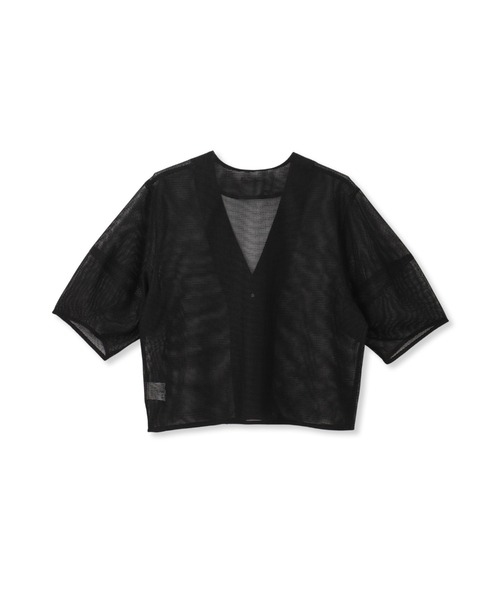Droite lautreamont(ドロワットロートレアモン)の「メッシュジャケット≪洗濯機で洗える≫(ノーカラージャケット・レディース・オフホワイト/ブラック・M)」の10枚目の写真