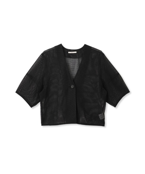 Droite lautreamont(ドロワットロートレアモン)の「メッシュジャケット≪洗濯機で洗える≫(ノーカラージャケット・レディース・オフホワイト/ブラック・M)」の9枚目の写真