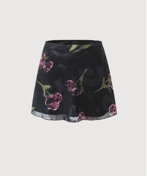 LA POMME petit(ラポミ・プチ)の「Vintage Floral Print Mesh Skirt(スカート・レディース・ブラック/ブルー・LARGE/MEDIUM/SMALL)」の2枚目の写真