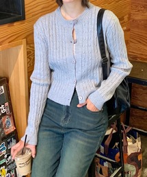 Teem Store（チームストア）の「【25年秋冬新作】ケーブルニットショートカーディガン（カーディガン/ボレロ・レディース）」
