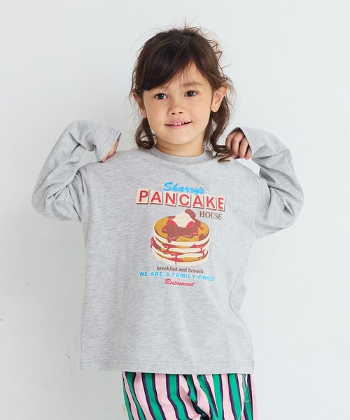 Life Support Products(ライフサポートプロダクツ)の「グラフィックロンT(Tシャツ/カットソー・キッズ・チャコール/ミント/マスタード/オレンジ/ピンク/ブラック/アイボリー/ブルー/オフホワイト/杢グレー・80/90/95/100/110/120/130/140/150)」の4枚目の写真