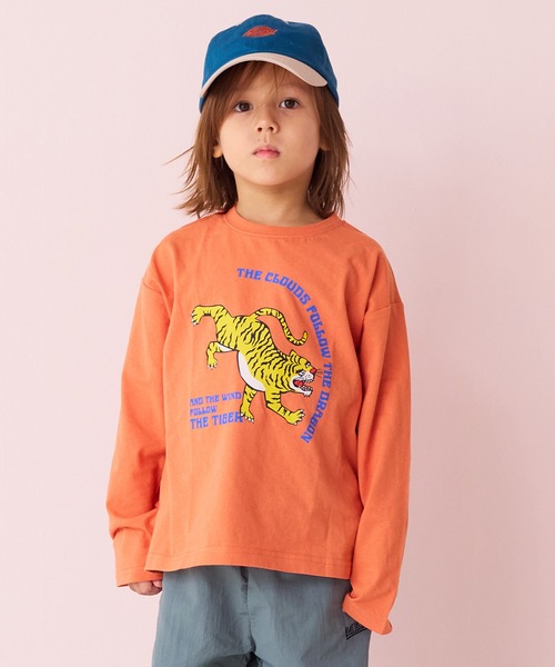 Life Support Products(ライフサポートプロダクツ)の「グラフィックロンT(Tシャツ/カットソー・キッズ・チャコール/ミント/マスタード/オレンジ/ピンク/ブラック/アイボリー/ブルー/オフホワイト/杢グレー・80/90/95/100/110/120/130/140/150)」の10枚目の写真