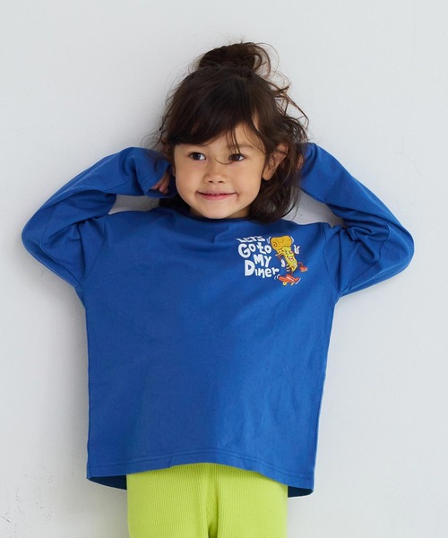 Life Support Products(ライフサポートプロダクツ)の「グラフィックロンT(Tシャツ/カットソー・キッズ・チャコール/ミント/マスタード/オレンジ/ピンク/ブラック/アイボリー/ブルー/オフホワイト/杢グレー・80/90/95/100/110/120/130/140/150)」の7枚目の写真