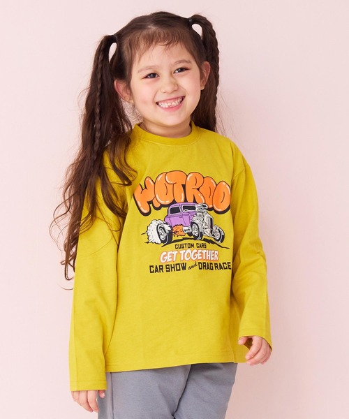 Life Support Products(ライフサポートプロダクツ)の「グラフィックロンT(Tシャツ/カットソー・キッズ・チャコール/ミント/マスタード/オレンジ/ピンク/ブラック/アイボリー/ブルー/オフホワイト/杢グレー・80/90/95/100/110/120/130/140/150)」の8枚目の写真