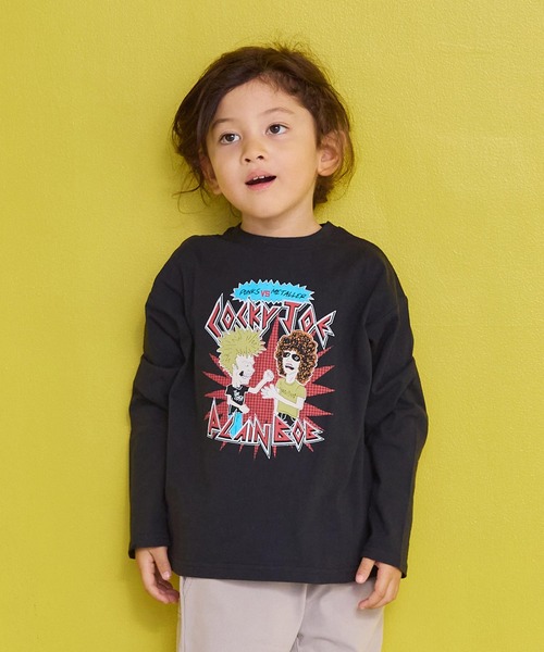 Life Support Products(ライフサポートプロダクツ)の「グラフィックロンT(Tシャツ/カットソー・キッズ・チャコール/ミント/マスタード/オレンジ/ピンク/ブラック/アイボリー/ブルー/オフホワイト/杢グレー・80/90/95/100/110/120/130/140/150)」の3枚目の写真