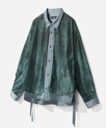 HARE クロップドシャツ　グリーン セール】リネンライクショートシャツ(HARE)（シャツ/ブラウス