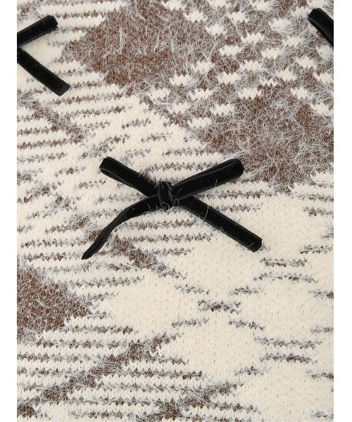 リボンシャギーチェックニットトップス（ニット/セーター）｜Darich