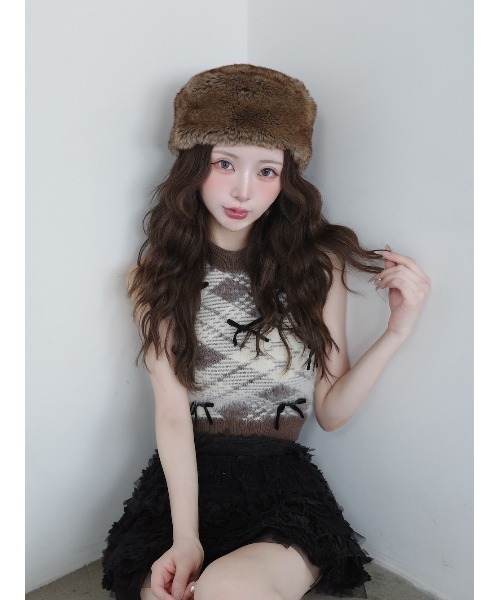 【新品 未開封】 Darich ダーリッチ リボンシャギーチェックニットトップス 新品 未開封】 Darich ダーリッチ リボンシャギーチェックニット