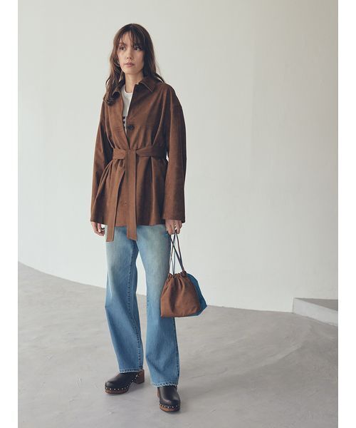 Mila Owen(ミラオーウェン)の「ステンカラーリサイクスウェードライクブルゾン(ブルゾン・レディース・ベージュ/ブラウン/ピンク・0/1)」の7枚目の写真