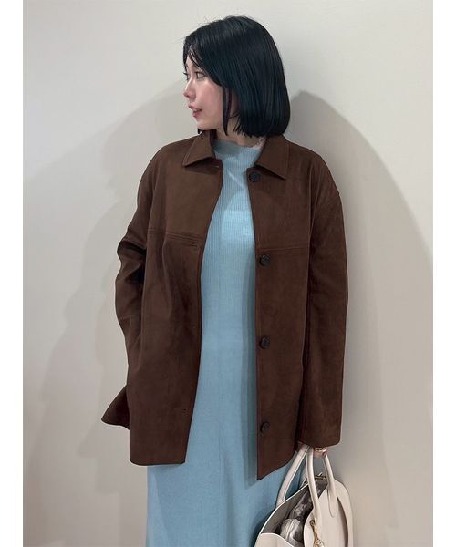 ステンカラーリサイクスウェードライクブルゾン（ブルゾン）｜Mila