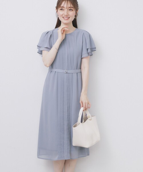 index（インデックス）の「フロントタックIラインワンピース【洗濯機洗い可/防シワ】（ワンピース・レディース・ナチュラル/ブラック/ライトブルー・36/38/40）」の3枚目の写真