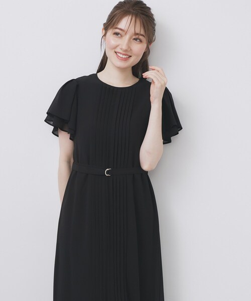 index（インデックス）の「フロントタックIラインワンピース【洗濯機洗い可/防シワ】（ワンピース・レディース・ナチュラル/ブラック/ライトブルー・36/38/40）」の2枚目の写真