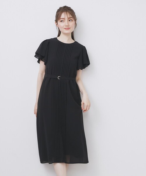 index（インデックス）の「フロントタックIラインワンピース【洗濯機洗い可/防シワ】（ワンピース・レディース・ナチュラル/ブラック/ライトブルー・36/38/40）」の4枚目の写真