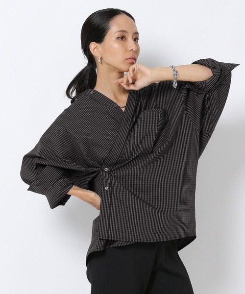 HEREIAM（ヘレイアム）の「【HEREIAM】2WAYアレンジシャツ（シャツ/ブラウス・レディース・チェック/オフホワイト/ライトブルー・FREE）」の19枚目の写真