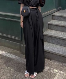 SHEPP | ウエストリボンデザイン タックワイドスラックス(スラックス)