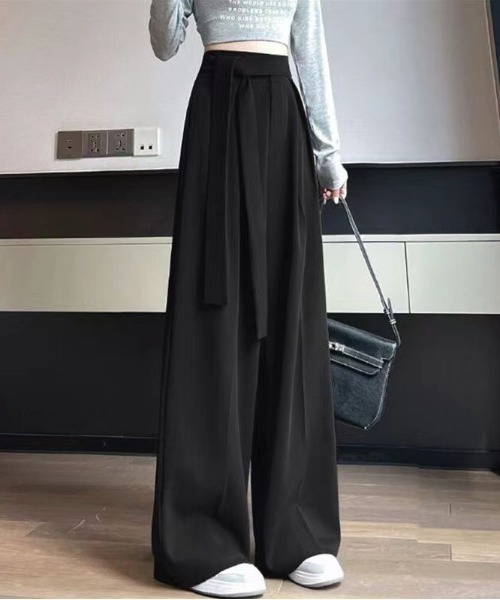 SHEPP(シープ)の「ウエストリボンデザイン タックワイドスラックス(スラックス・レディース・ブラック/グレー/ピンク/ブラウン/グリーン・L/M/S)」の21枚目の写真