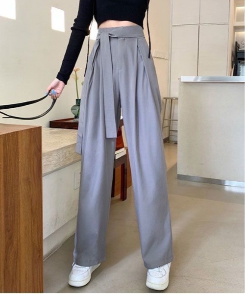 SHEPP(シープ)の「ウエストリボンデザイン タックワイドスラックス(スラックス・レディース・ブラック/グレー/ピンク/ブラウン/グリーン・L/M/S)」の17枚目の写真