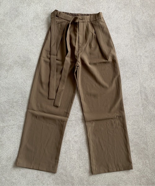 SHEPP(シープ)の「ウエストリボンデザイン タックワイドスラックス(スラックス・レディース・ブラック/グレー/ピンク/ブラウン/グリーン・L/M/S)」の9枚目の写真