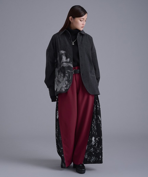 サイドアソートガラワイドパンツ（スラックス）｜Ellno Loset（エルノ