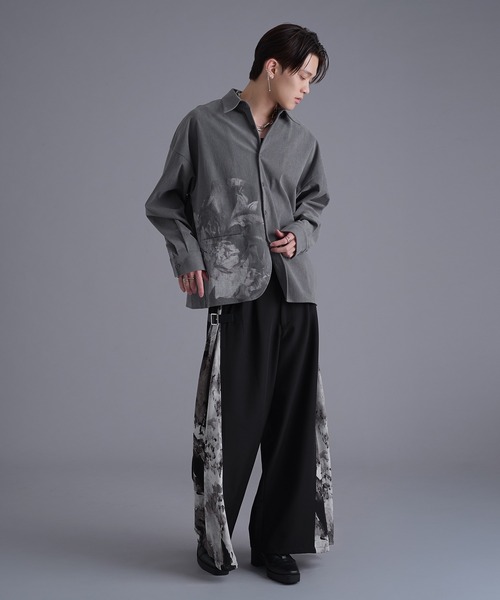 サイドアソートガラワイドパンツ（スラックス）｜Ellno Loset（エルノ