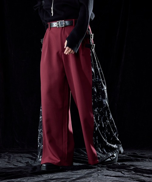 サイドアソートガラワイドパンツ（スラックス）｜Ellno Loset（エルノ