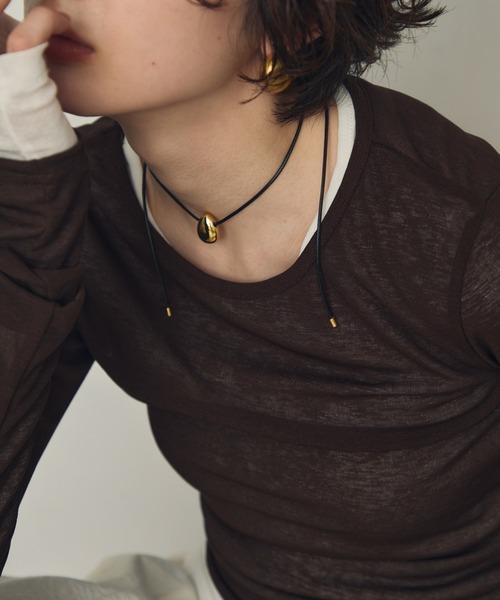 ティアドロップモチーフ付きコードチョーカーネックレス（ネックレス