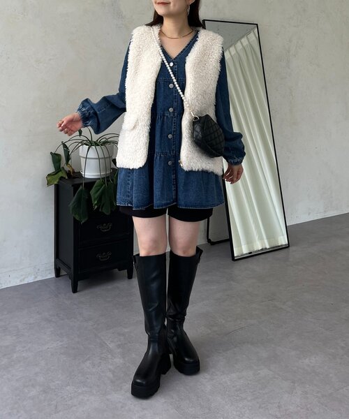 prose verse（プロズヴェール）の「フロントジップカーリーファーベスト（ベスト・レディース・アイボリー・LARGE/MEDIUM）」の14枚目の写真