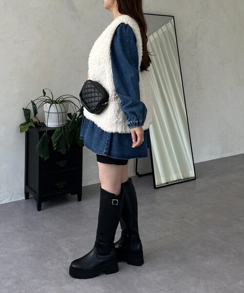 prose verse（プロズヴェール）の「フロントジップカーリーファーベスト（ベスト・レディース・アイボリー・LARGE/MEDIUM）」の15枚目の写真