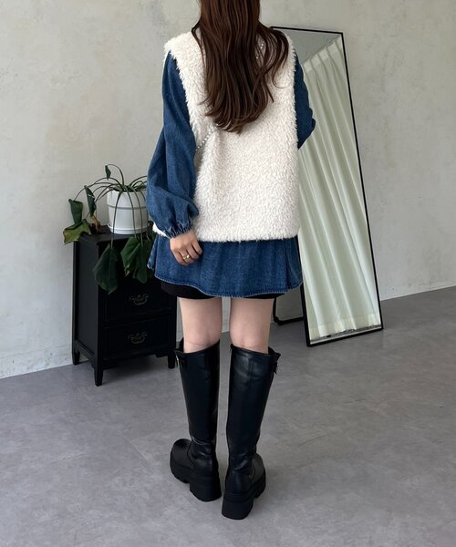 prose verse（プロズヴェール）の「フロントジップカーリーファーベスト（ベスト・レディース・アイボリー・LARGE/MEDIUM）」の10枚目の写真