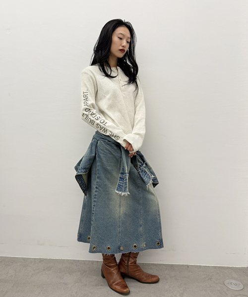 Oriens JOURNAL STANDARD（オリエンス ジャーナルスタンダード）の「アイレットデニムスカート（デニムスカート・レディース・ネイビー/ブルー・38/36）」の12枚目の写真